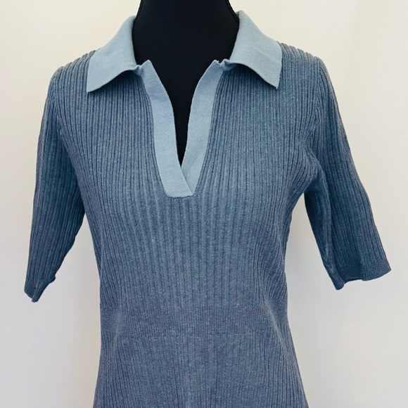 Cider Soft Knit Polo Solid Short Mini A-line Dress, Violet Blue, Size XL, NWT - Picture 5 of 13